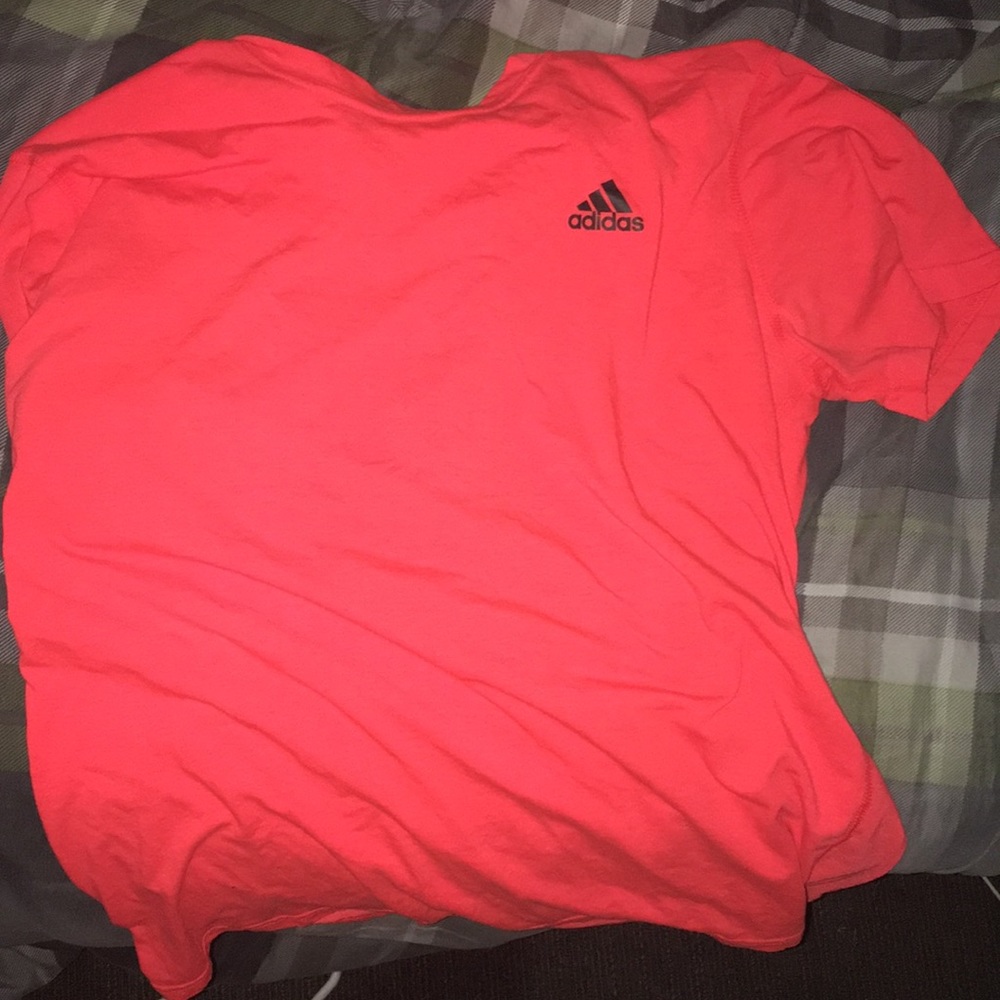 Orange adidas drifit type shirt
